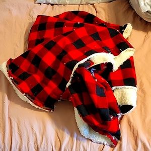 Buffalo plaid faux fur/sherpa lined fabric scrap